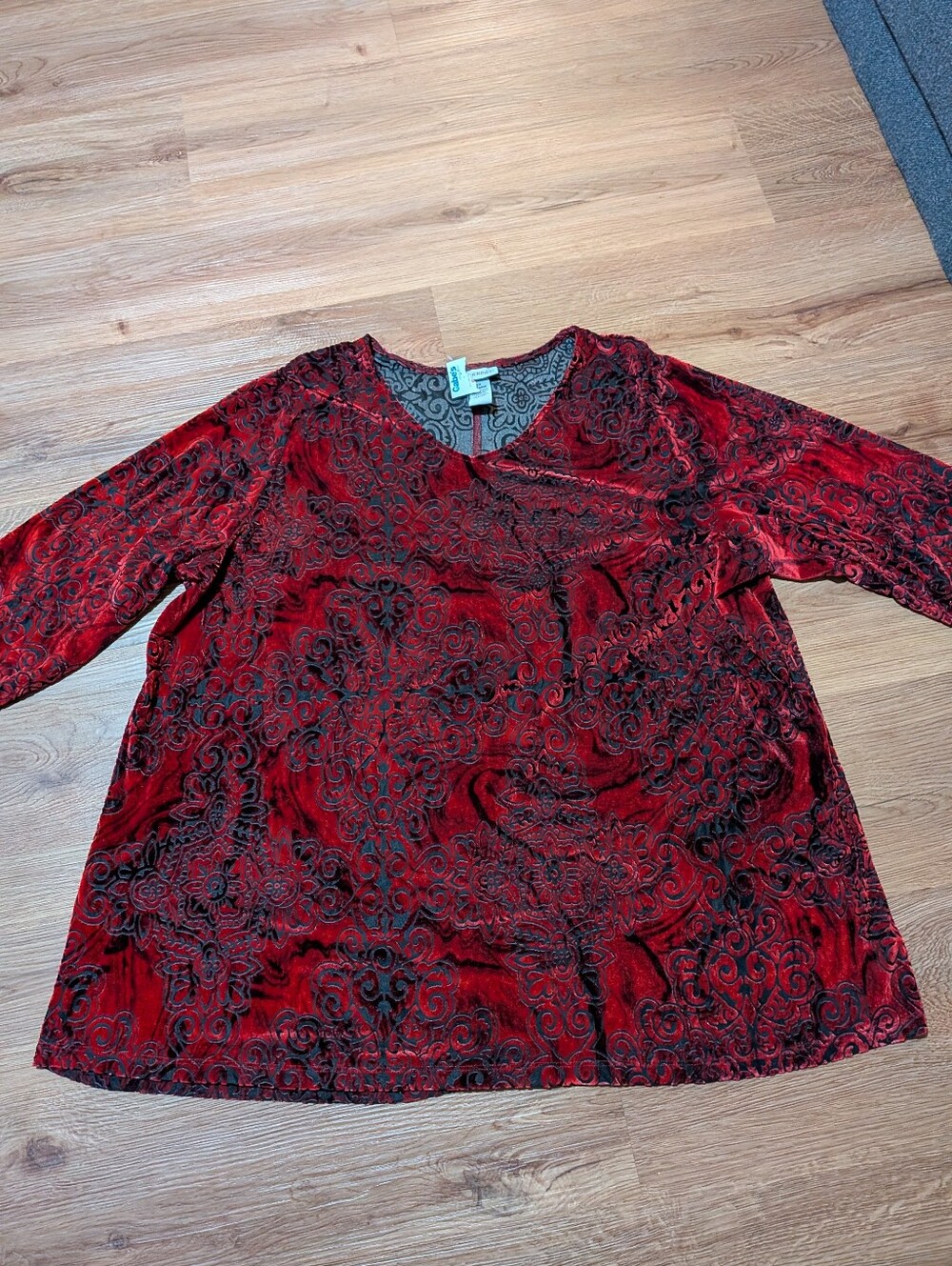 NEW Catherine's Red Velvet Burnout Top 1X